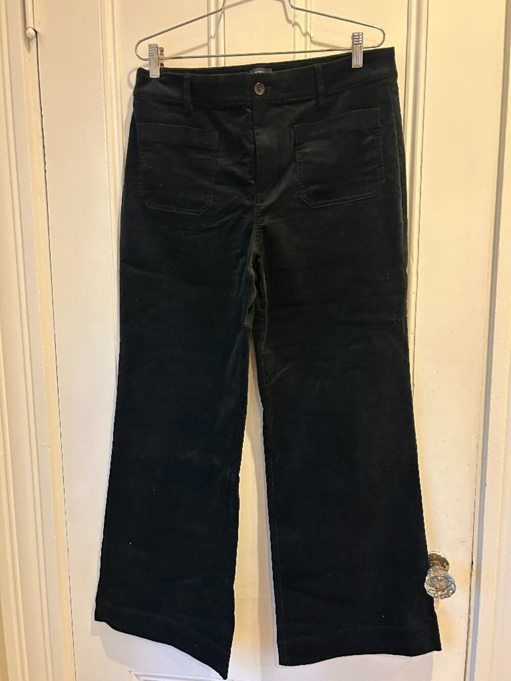J.Crew Black Velvet Lizzie Patch-Pocket Pants Size 31 Style CO122 EUC